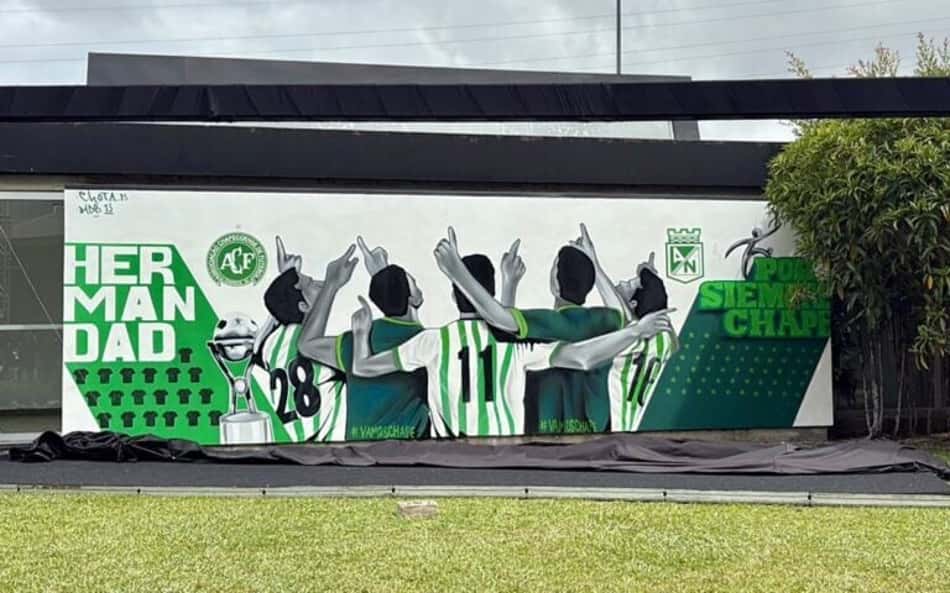 Mural inaugurado no CT do Atlético Nacional imortaliza o laço de fraternidade e solidariedade nascido da tragédia de 2016