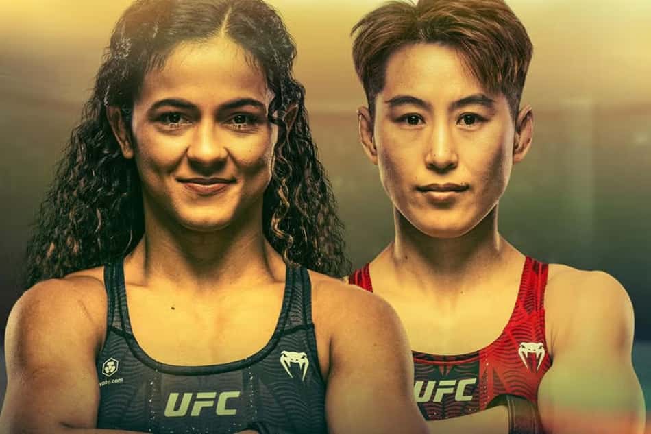 Pôster do UFC 332, com Natália Silva e Wang Cong