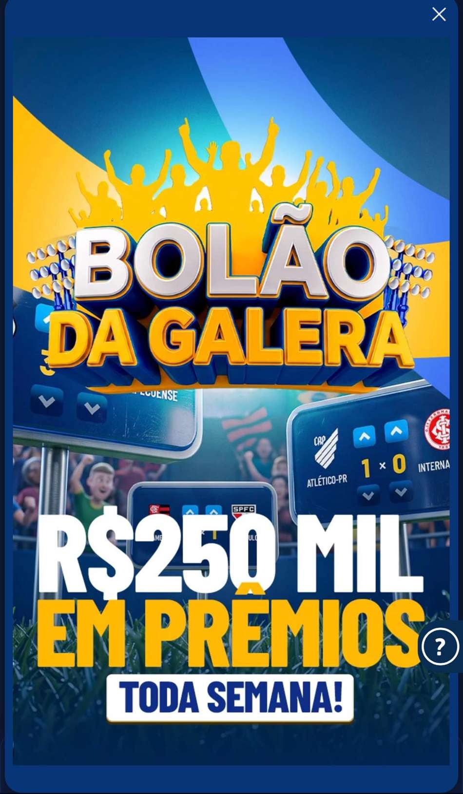Captura de tela do Bolão da Galera, disponível na Galera Bet.