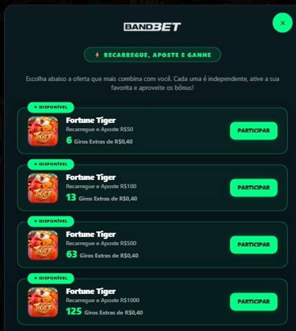 Captura de tela do bônus de rodadas grátis da BandBet para Fortune Tiger.