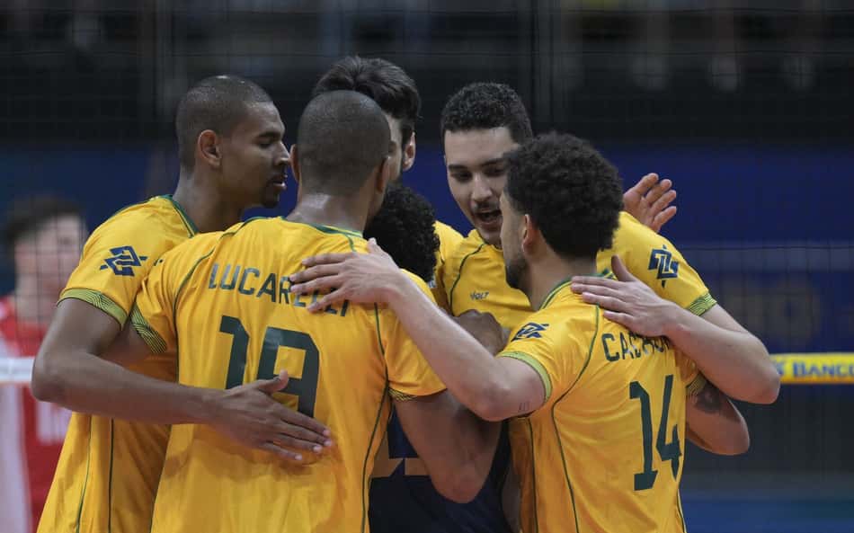 Seleção Brasileira de vôlei na estreia do Sul-Americano masculino