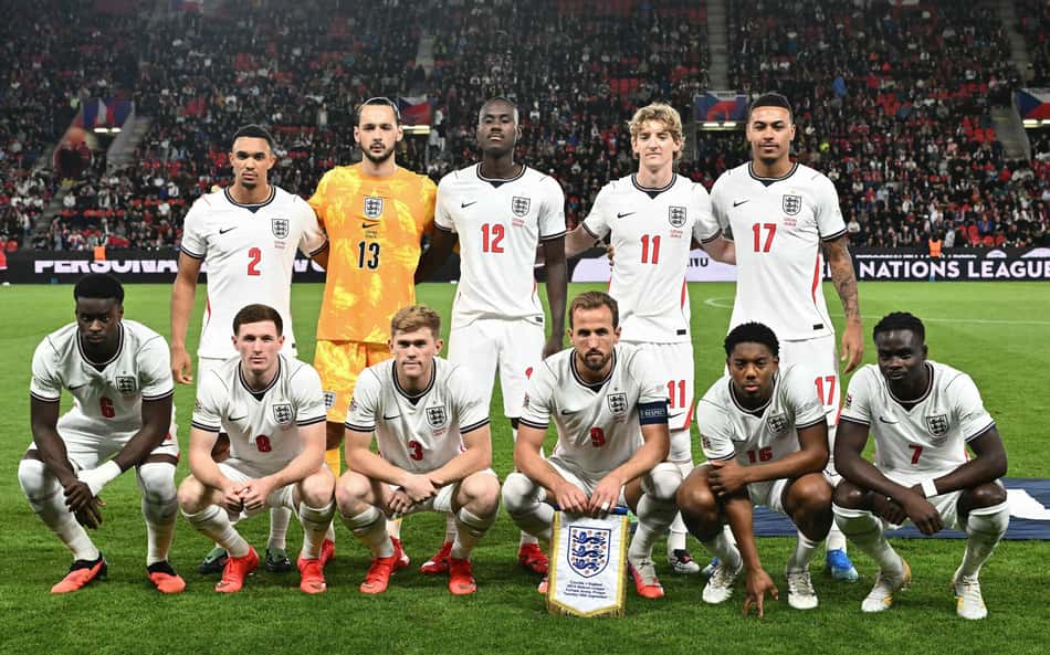 Jogadores da Inglaterra em jogo da Nations League