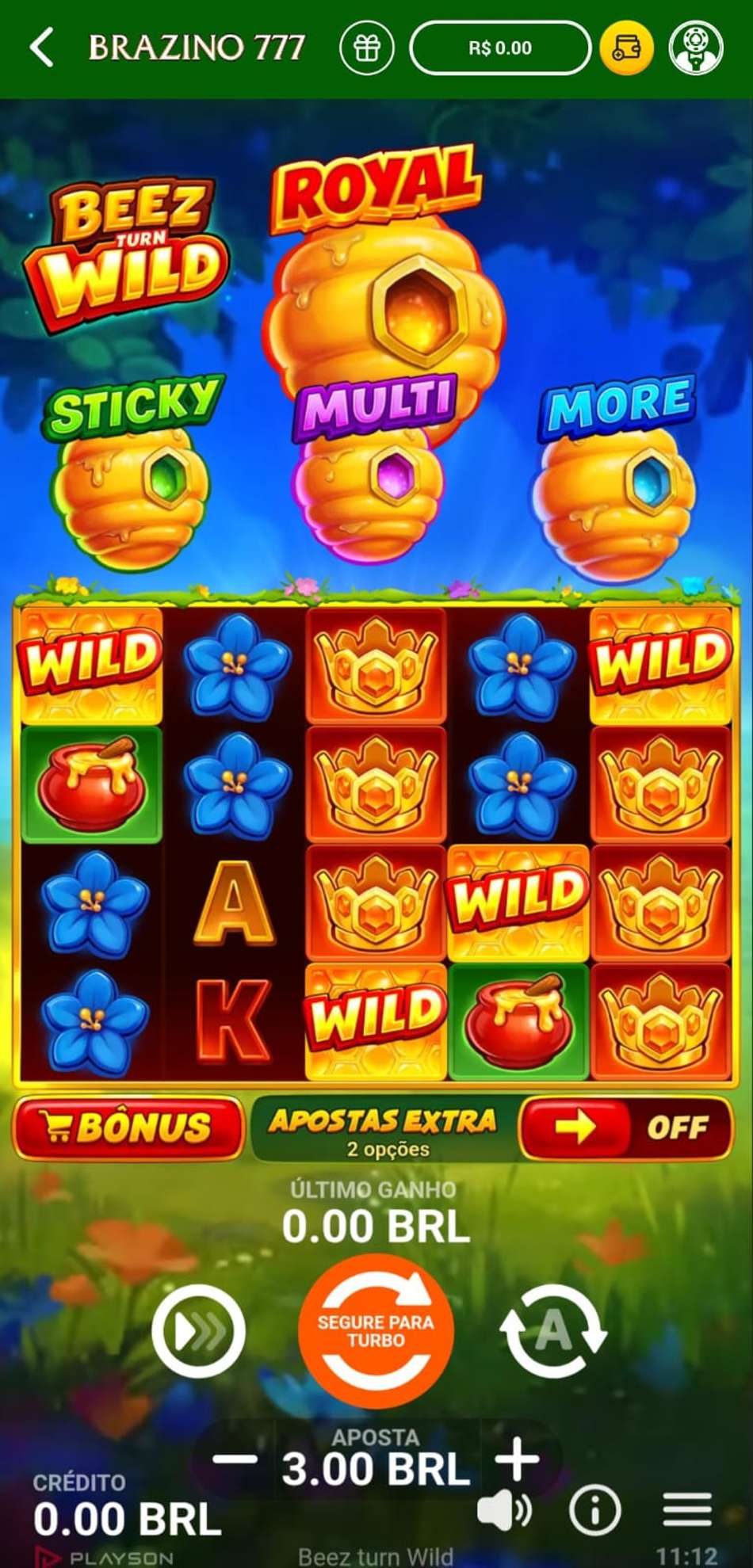 Captura de tela do slot Beez Turn Wild na Brazino777.