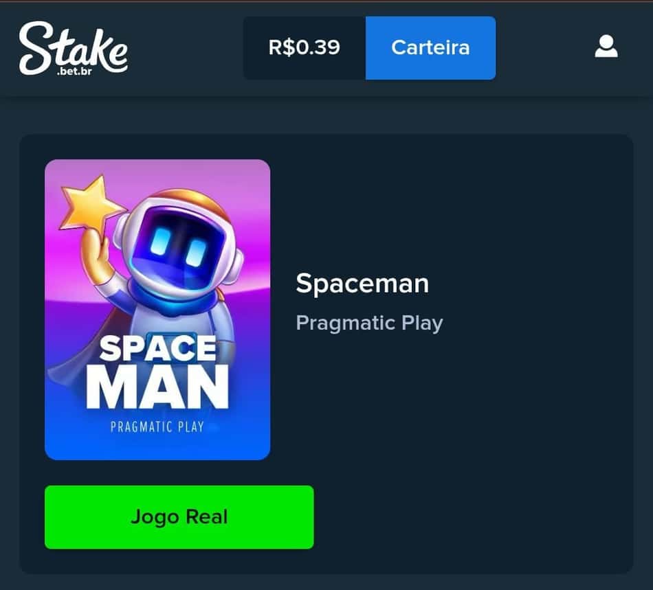 Captura de tela do crash game Spaceman na Stake.