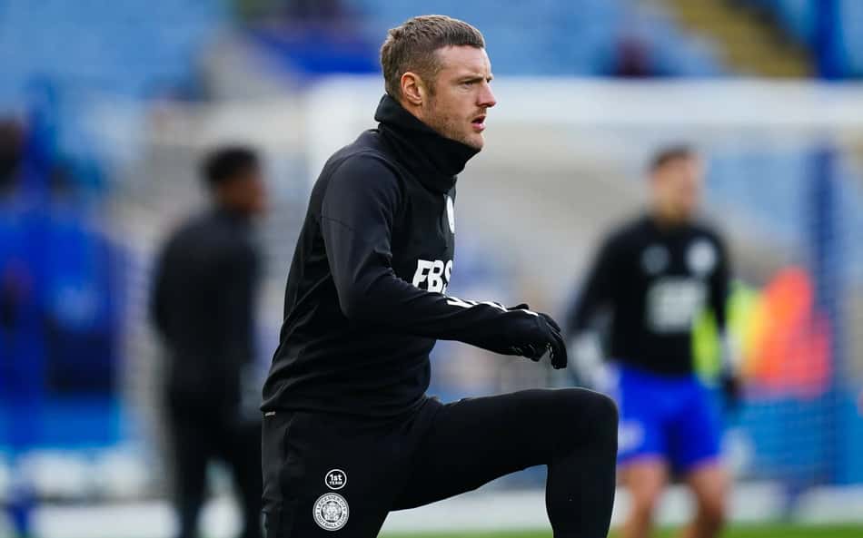 Vardy durante aquecimento