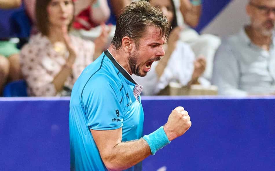 O suíço Stan Wawrinka comemora a vitória na estreia de Umag (Divulgação)