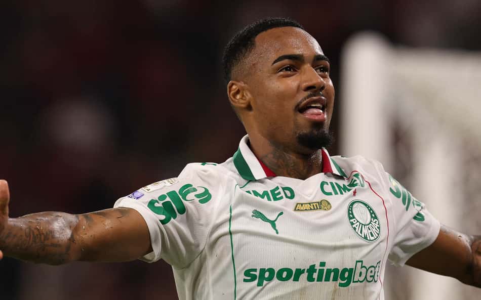 Allan comemora gol do Palmeiras sobre o Flamengo