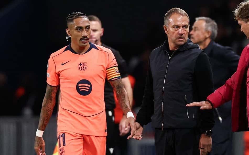Raphinha desabafa após derrota do Barcelona para PSG na Champions