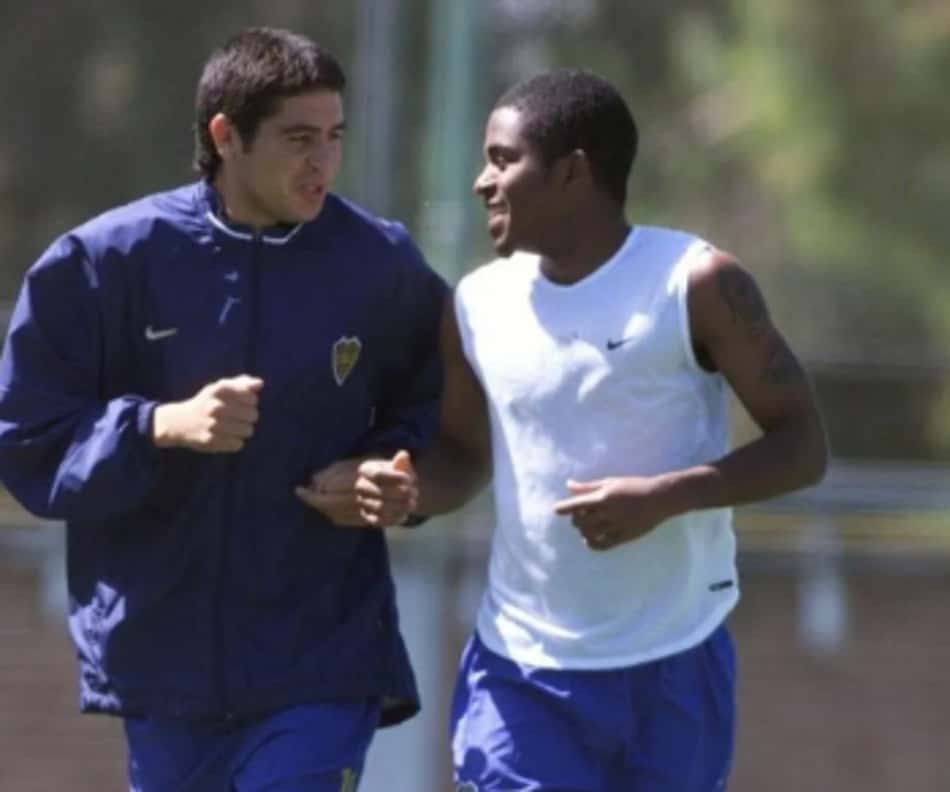 Jorginho Paulista e Riquelme durante treino do Boca Juniors