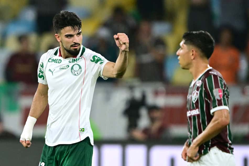 Flaco López celebra gol do Palmeiras contra o Fluminense na semifinal da Libertadores