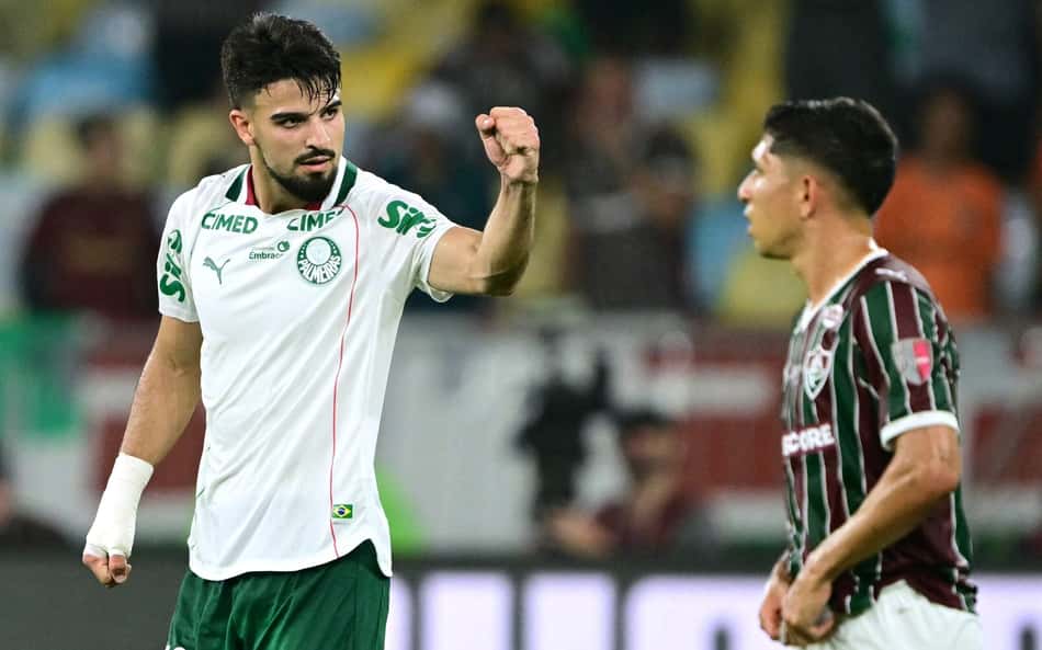 Flaco López celebra gol do Palmeiras contra o Fluminense na semifinal da Libertadores (Foto: Pablo PORCIUNCULA / AFP)