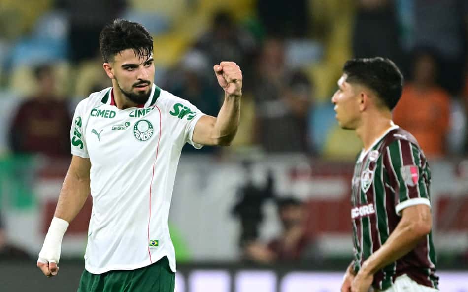 Flaco López celebra gol do Palmeiras contra o Fluminense na semifinal da Libertadores (Foto: Pablo PORCIUNCULA / AFP)