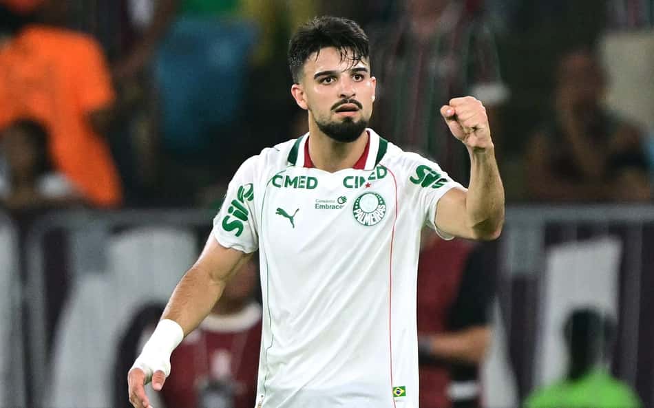 Flaco López celebra gol do Palmeiras contra o Fluminense na semifinal da Libertadores