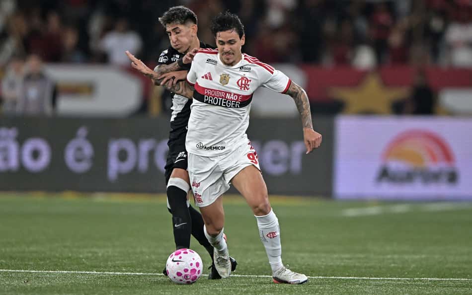 Flamengo e Vasco disputam bola em clássico no Nilton Santos