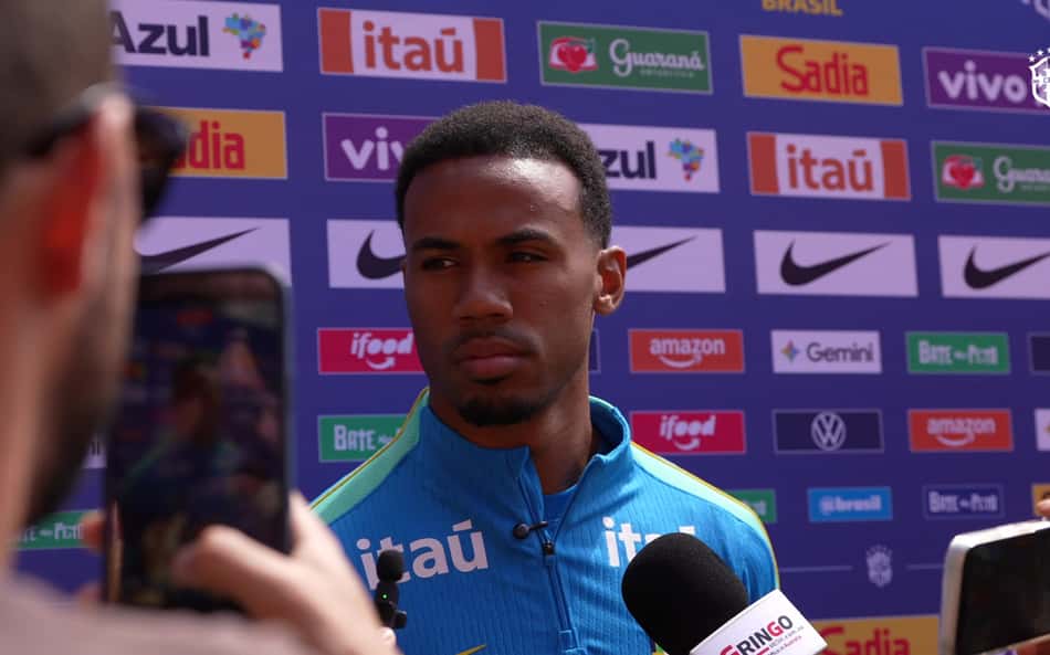 Gabriel Magalhães concede entrevista após treino da Seleção Brasileira na Austrália
