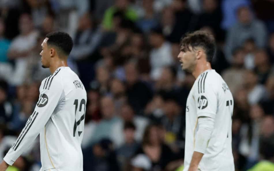 Gonzalo García comemora primeiro gol do Real Madrid sobre o Oviedo, pela La Liga
