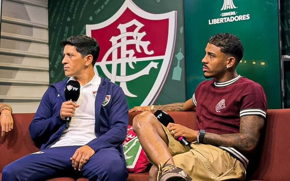 Jhon Kennedy e German Cano na FluTV, durante a semifinal da Libertadores.