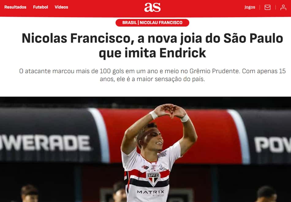 As traz Nicolas Francisco, do São Paulo, em destaque