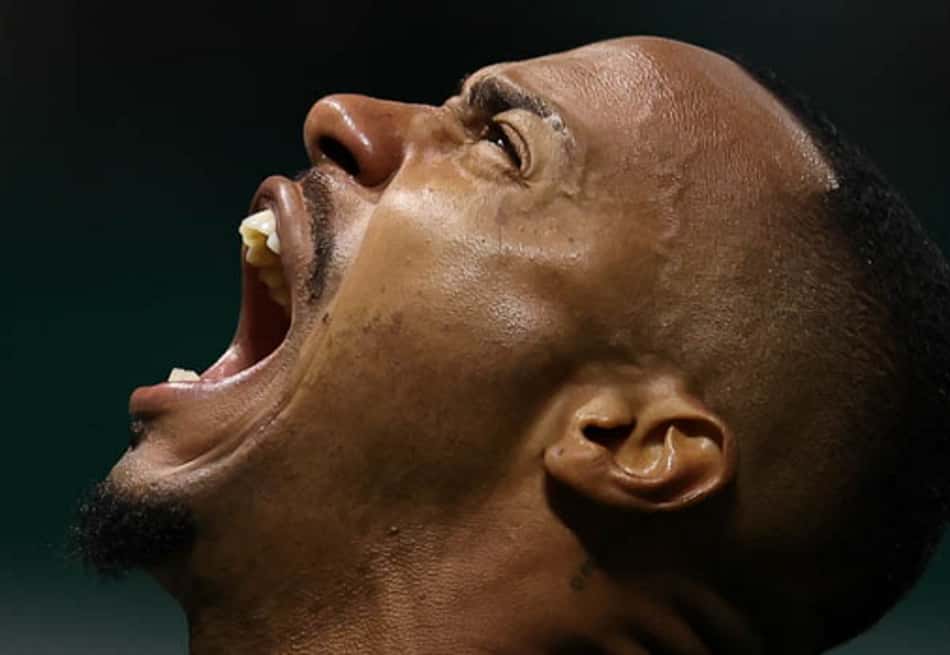Marlon Freitas celebra o gol que levou o Palmeiras a final da libertadores