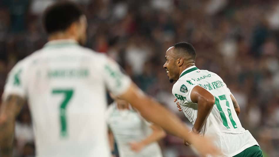 Marlon Freitas celebra gol do triunfo do Palmeiras sobre o Fluminense na Libertadores (Foto: Cesar Greco/Palmeiras)