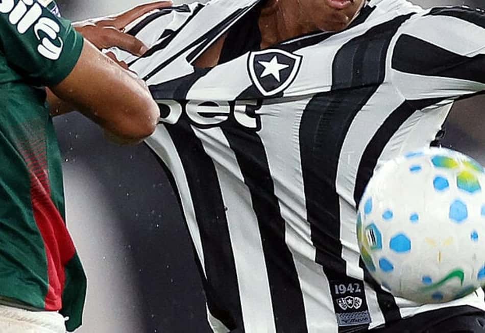 Marlon Freitas, do Palmeiras, e Danilo, do Botafog, disputam a bola no Nilton Santos