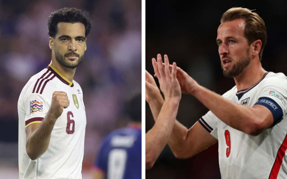 Merino e Harry Kane comemorando seus respectivos gols na Nations League