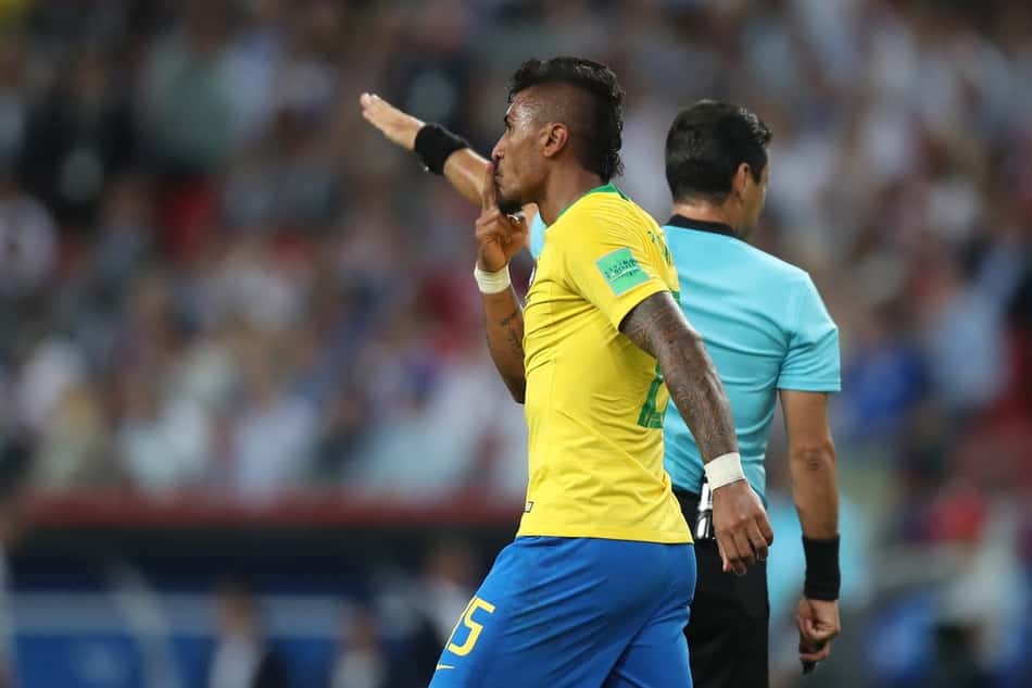 Paulinho marcou um gol pela Seleção Brasileira na Copa do Mundo de 2018, contra a Sérvia