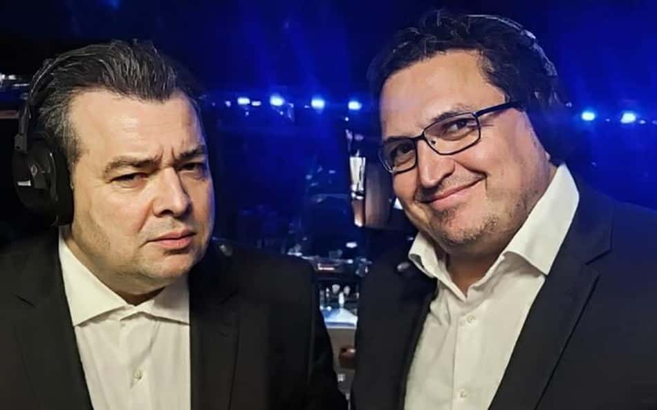 Rômulo Mendonça e Ricardo Bulgarelli durante transmissão