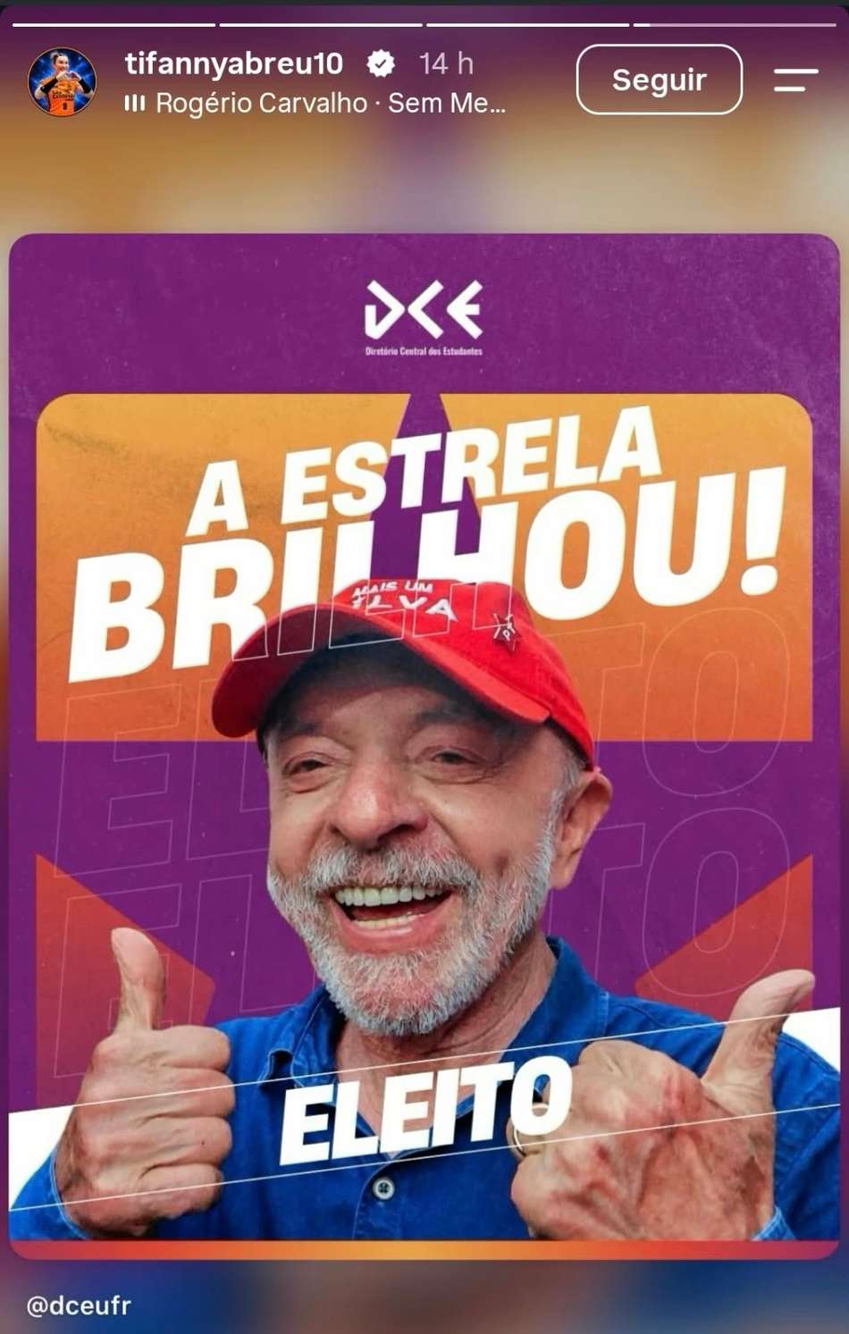Tifanny Abreu, do vôlei, celebrando a vitória do presidente Lula
