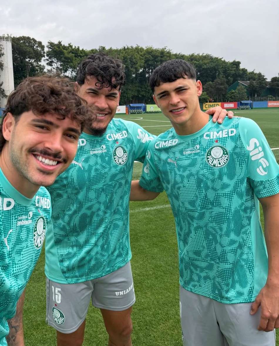 Trio de paraguaios do Palmeiras durante treino