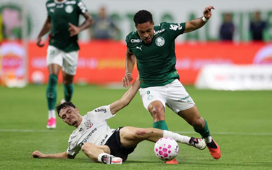 Vitor Roque na goleada do Palmeiras sobre o Corinthians (Foto: Cesar Greco/Palmeiras)