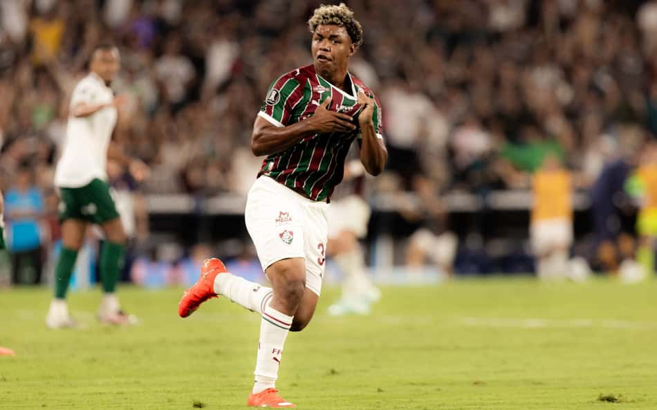 Wesley Natã comemora gol do Fluminense contra o Palmeiras