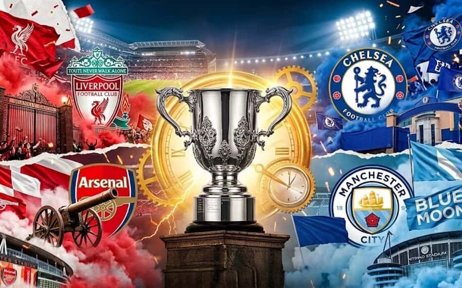 Montagem com principais times da Copa da Liga Inglesa