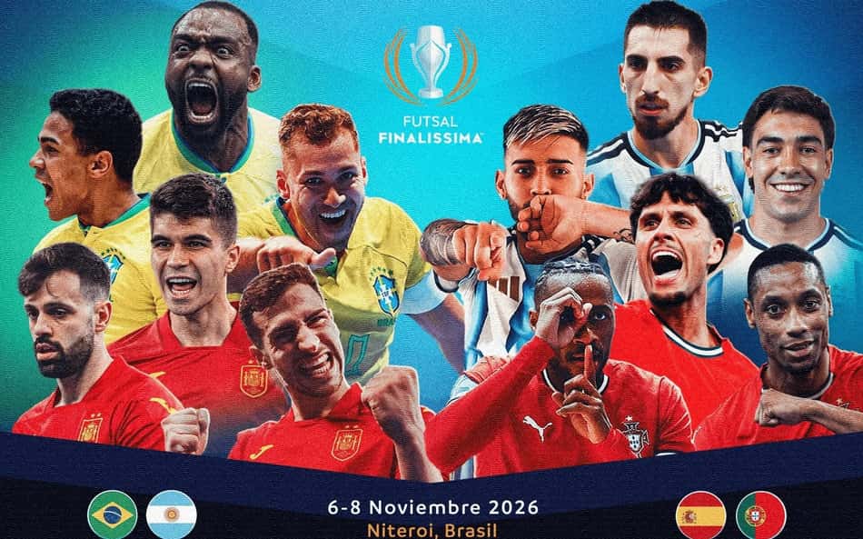 Cartaz de divulgação da Conmebol Uefa Finalíssima Futsal 2026