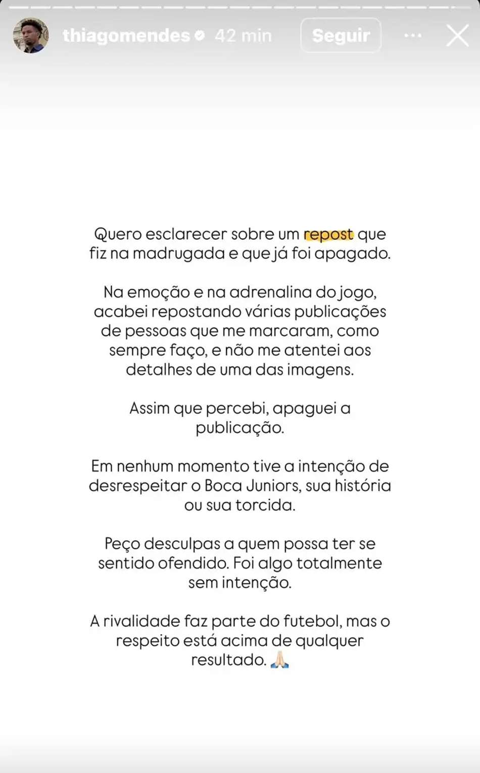 Thiago Mendes se pronunciou após polêmica (Foto: Reprodução)