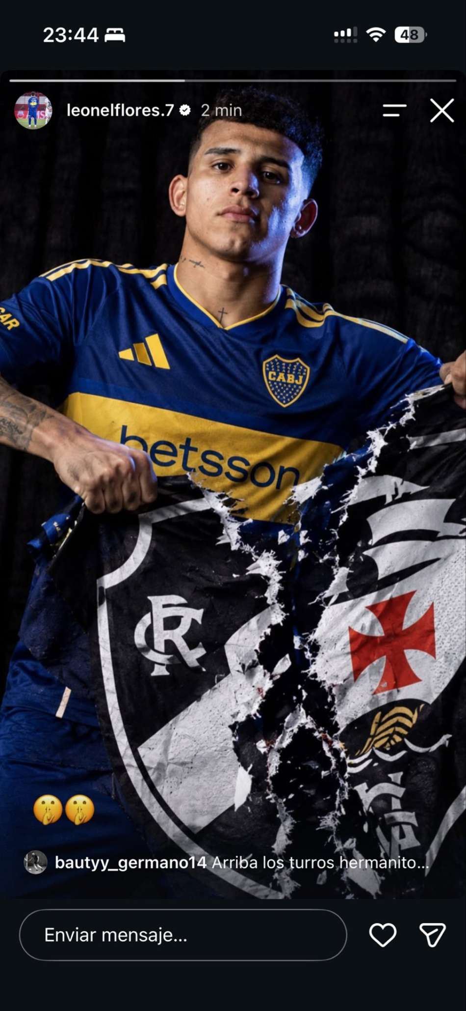 Leonel Flores publicou a imagem e logo depois apagou de suas redes sociais (Foto: Reprodução)