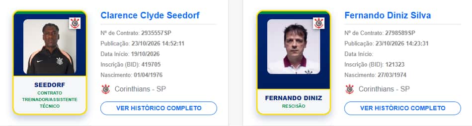 Seedorf é registrado no BID e rescisão do Diniz também é públicada