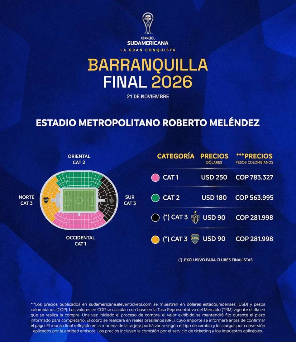 ingressos final da Sula (reprodução Conmebol)