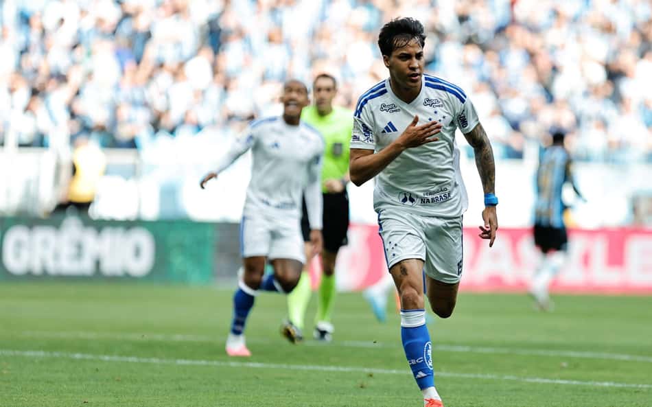 Kaio Jorge comemora gol para o Cruzeiro diante do Grêmio