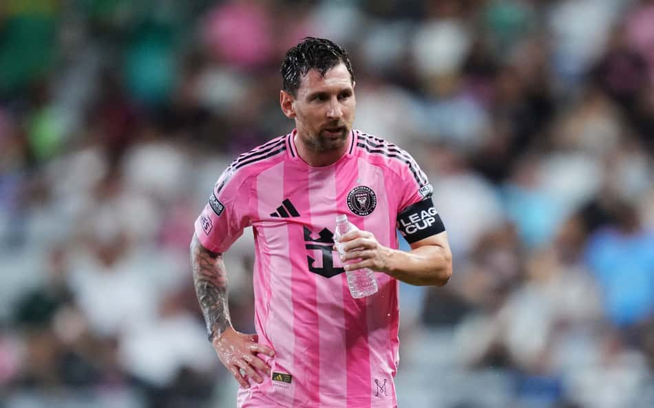 Lionel Messi em ação em Inter Miami x León pela Leagues Cup