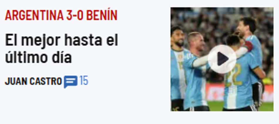 O jornal Marca estampa na sua capa "O melhor até ao último dia" em louvor à atuação decisiva de Messi