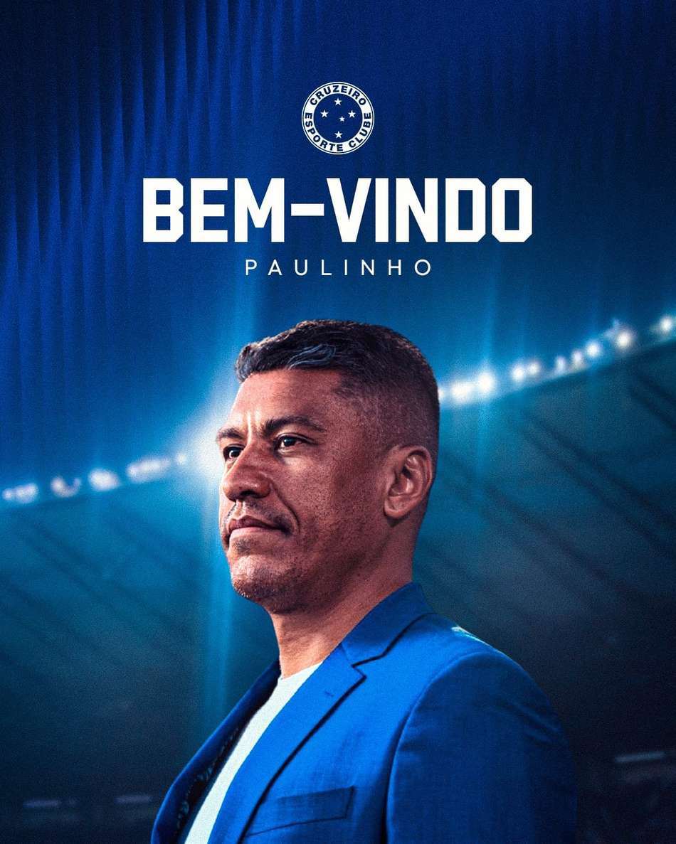 Arte do anúncio de Paulinho como novo membro do departamento de futebol do Cruzeiro