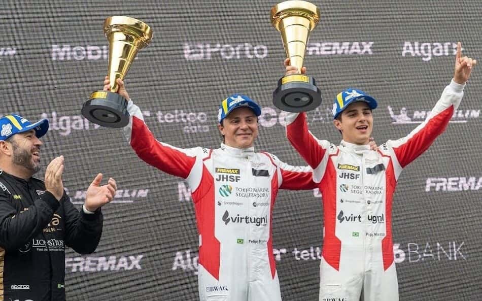 Felipe Massa e Pipo comemoram vitória na prova endurance da Porsche Carrera Cup Rookie