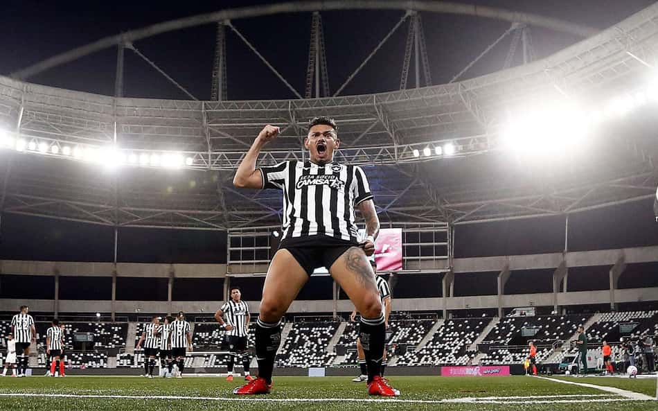 Tiquinho Soares, Botafogo, celebra em campo contra Chapecoense.