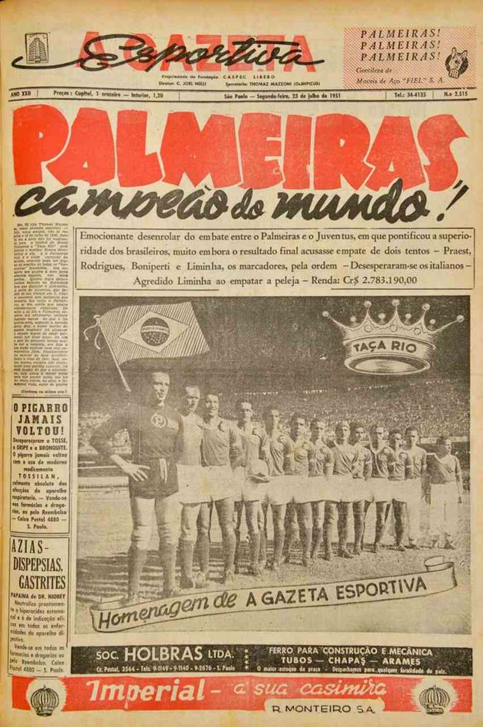 A GAZETA ESPORTIVA - Copa Rio de 1951