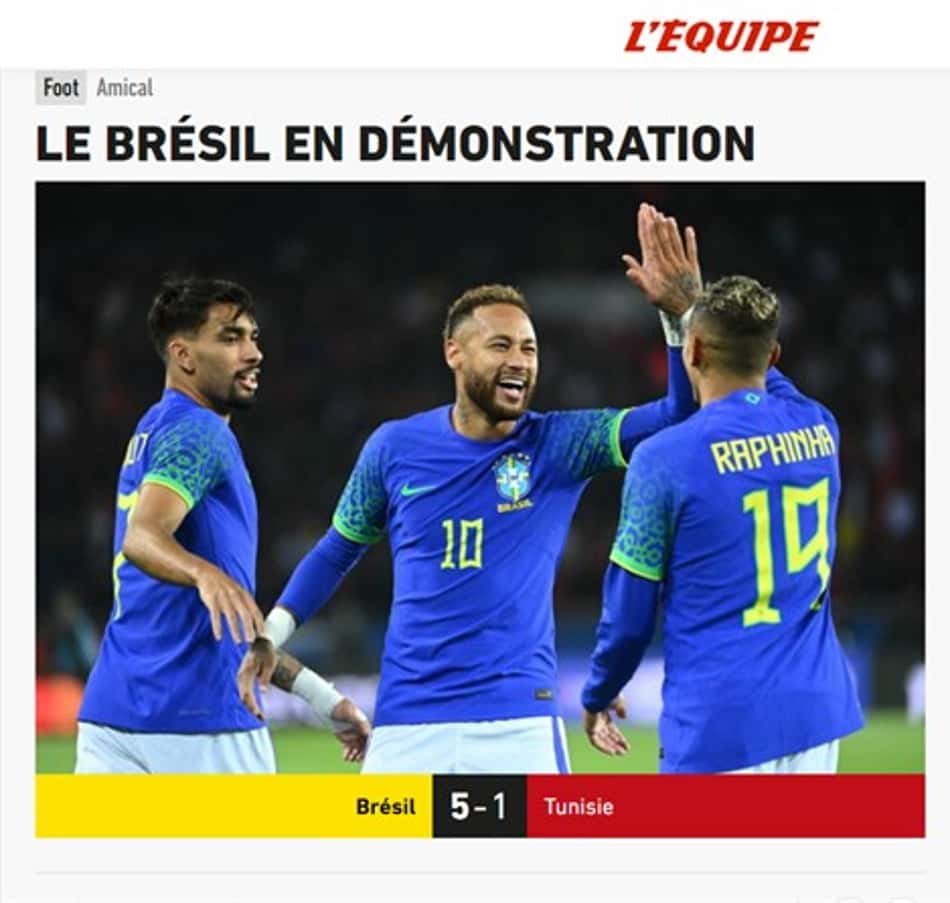 “Paris no ritmo do samba”: confira a repercussão dos jornais internacionais da goleada da Seleção Brasileira