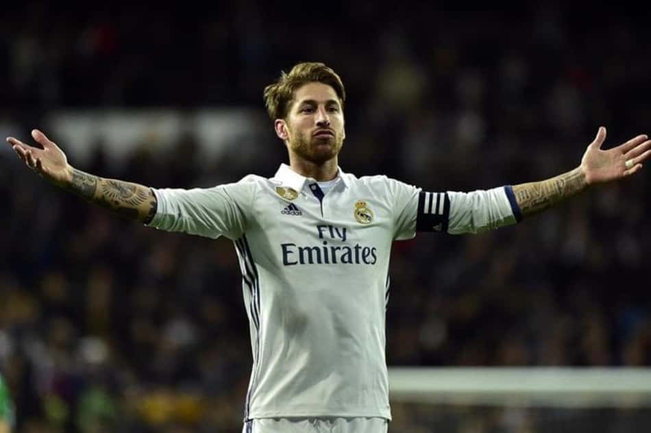 Sergio Ramos celebra gol pelo Real Madrid
