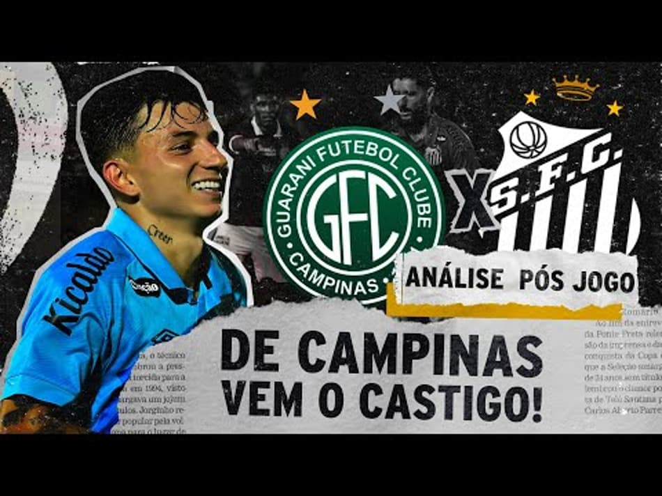 thumbnail PEIXE CASTIGADO NO FIM! – GUARANI 1×1 SANTOS – ANÁLISE PÓS-JOGO – PAULISTÃO