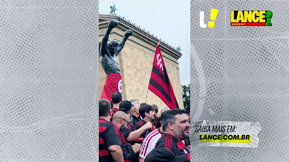 thumbnail Torcedores do Flamengo tiram bandeira de adversário na estátua de Rocky Balboa