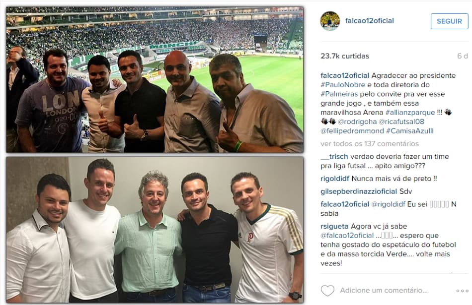 Falcão procura Palmeiras para retomar time de futsal do clube